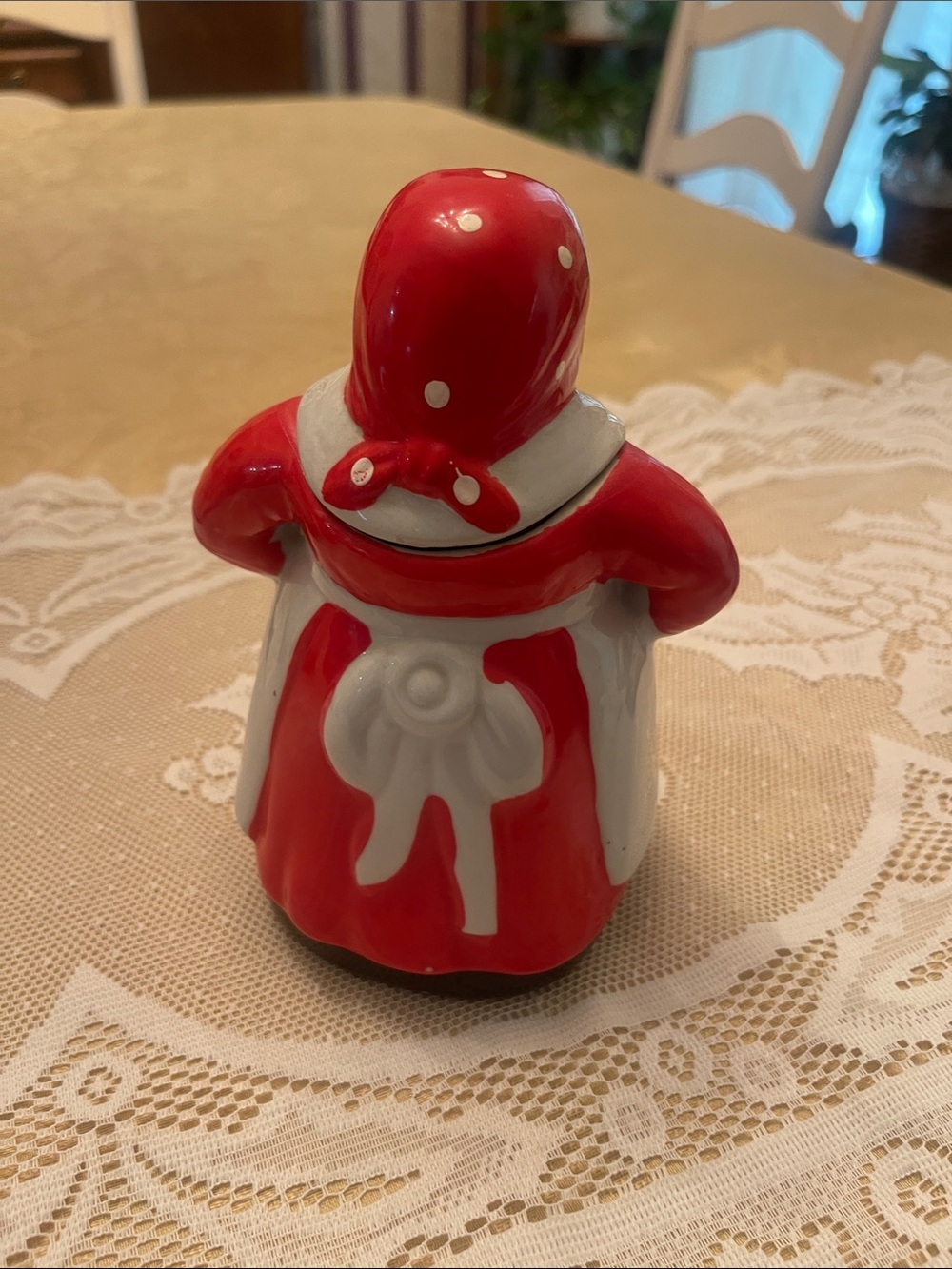 Vintage Black Mammy Ceramic Canister Set - Red & White - Picture 7 of 9